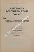 Book cover of Weekly Operating Notice containing Temporary Speed Restrictions, Engineering Arrangements, Signalling & Permanent Way Alterations, General Instructions and Notices, 9 to 15 May 1998 by Railtrack Southern (West)